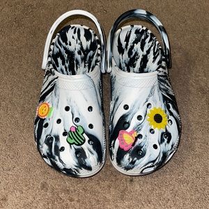 Crocs Womens Black and White Tie Dye